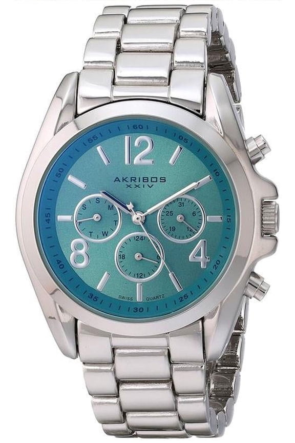 XXIV Women's Swiss Quartz Multifunction Bright-Colored Dial Silver-Tone Bracelet Watch