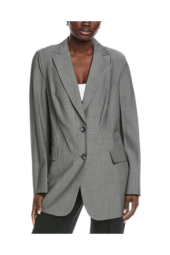 womens Alvina Wool & Silk-Blend Blazer, 12, Grey