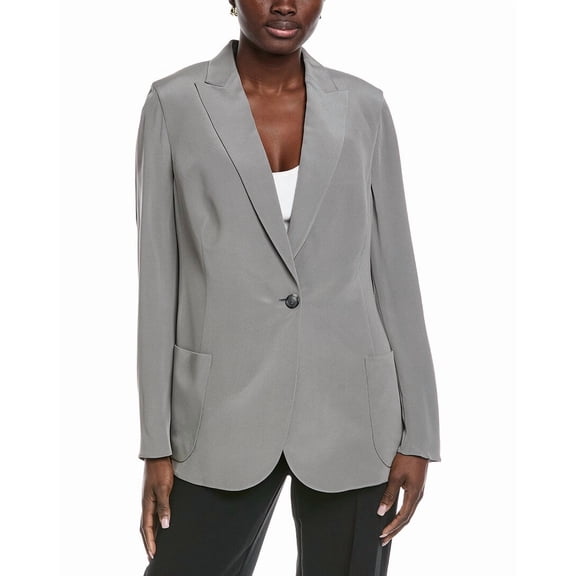 Akris womens Amandine Silk Blazer, 12, Grey