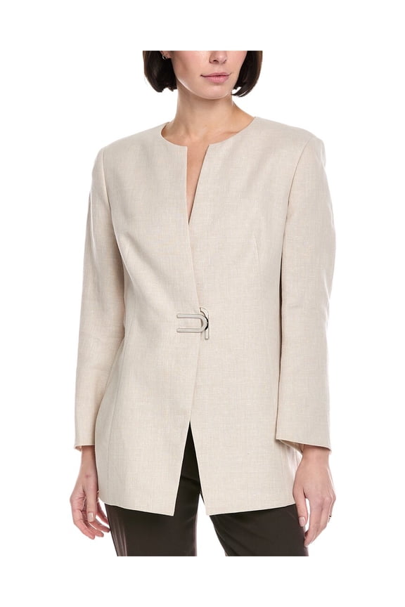 womens  Ana Linen & Wool-Blend Jacket, 14, Brown