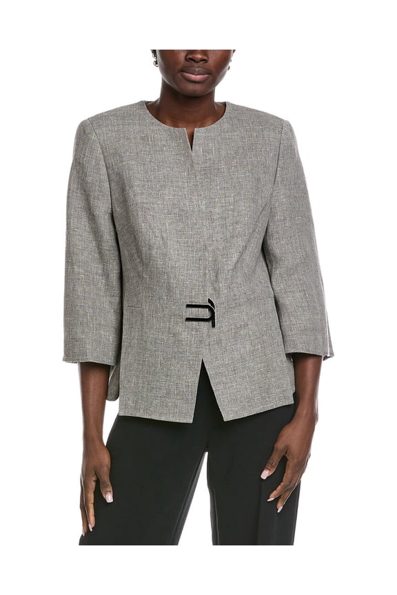 womens  Anais Linen & Wool-Blend Jacket, 12, Grey