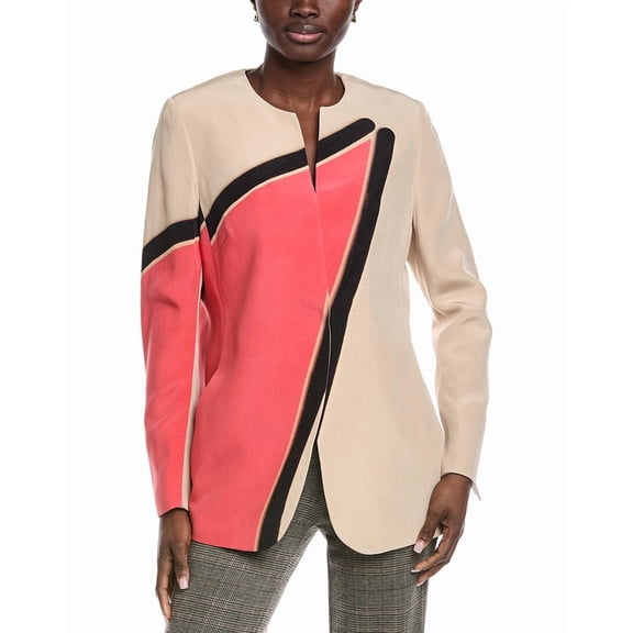 Akris womens Antea Silk Coat, 10, Pink