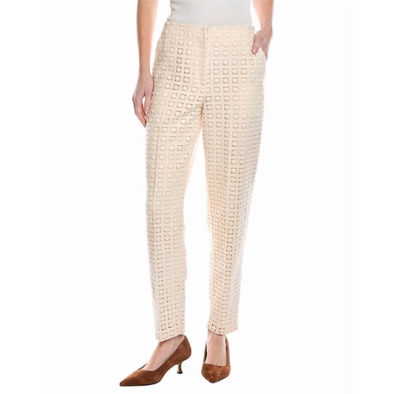 Akris womens Florin Wool-Blend Crochet Pant, 4, White