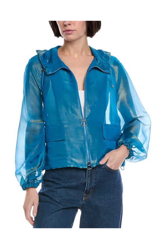 womens  Grazielle Organza Silk-Blend Jacket, 8, Blue