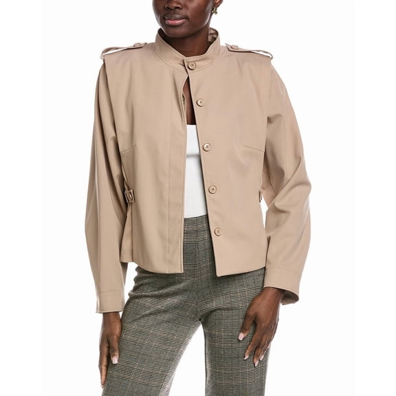 Akris womens  Gregory Wool Jacket, 12, Brown