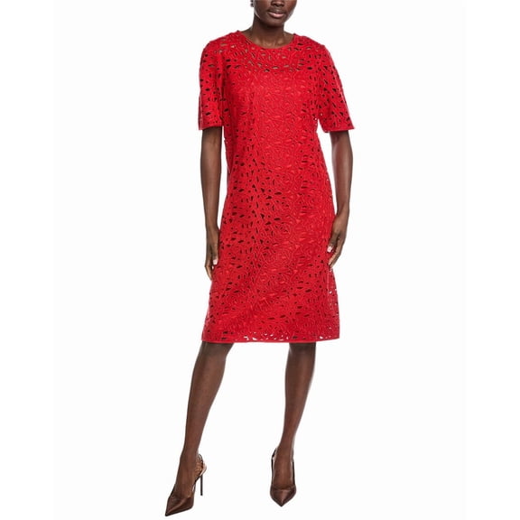 Akris womens  Lace Midi Dress, 8, Red