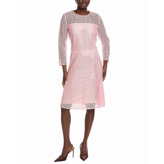Akris womens  Logo Lace Silk-Lined Midi Dress, 4, Pink