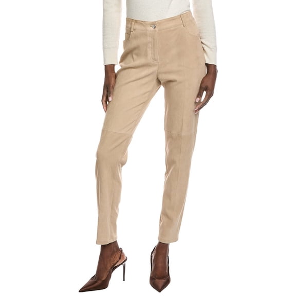 Akris womens Magda Suede Pant, 10, Brown