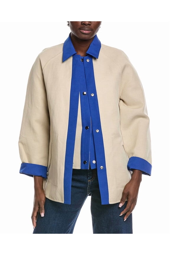 womens Marlowe 2-In-2 Linen-Blend Coat, 2, Brown