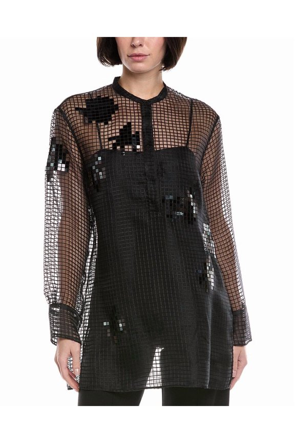 womens  Pixel Grid Top, 10, Black
