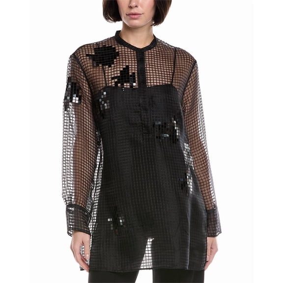 Akris womens  Pixel Grid Top, 4, Black