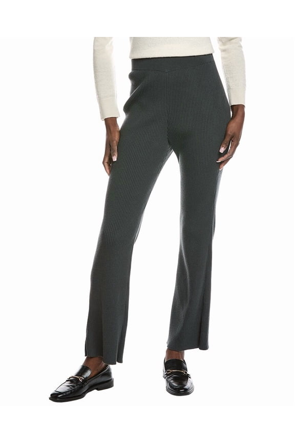womens Rib Wool-Blend Pant, 2, Gray