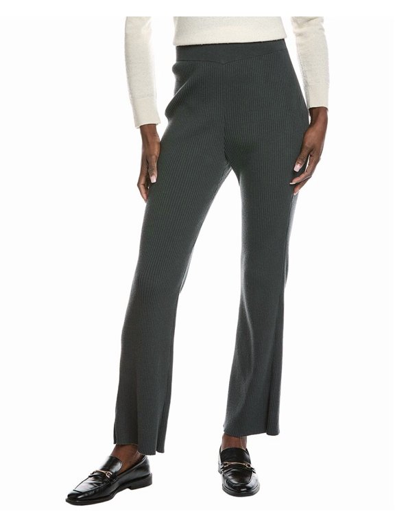 womens Rib Wool-Blend Pant, 2, Gray