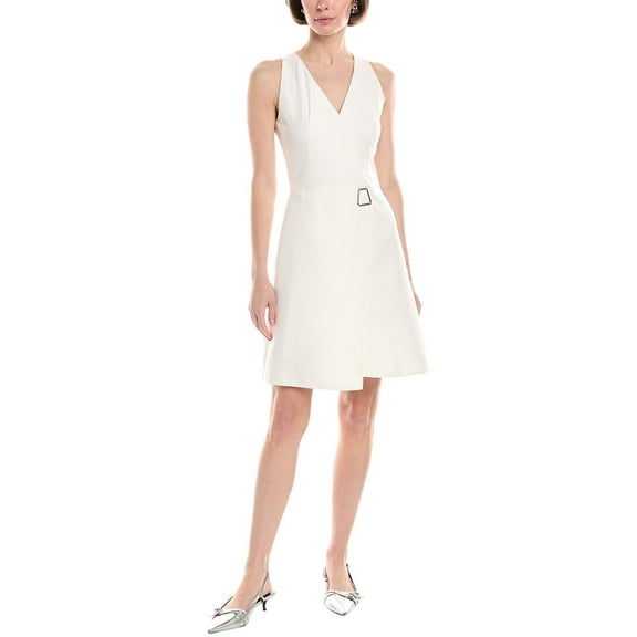 Akris womens Silk-Blend A-Line Dress, 10, White