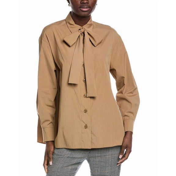 Akris womens Silk-Blend Blouse, 6, Brown