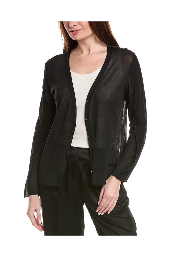 womens Silk-Blend Cardigan, 10, Black