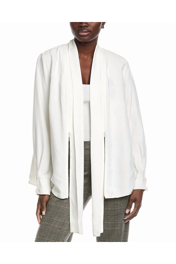 womens Silk-Blend Cardigan, 12, White
