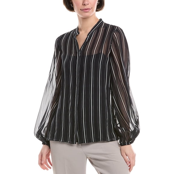 Akris womens Silk Blouse, 4, Blue