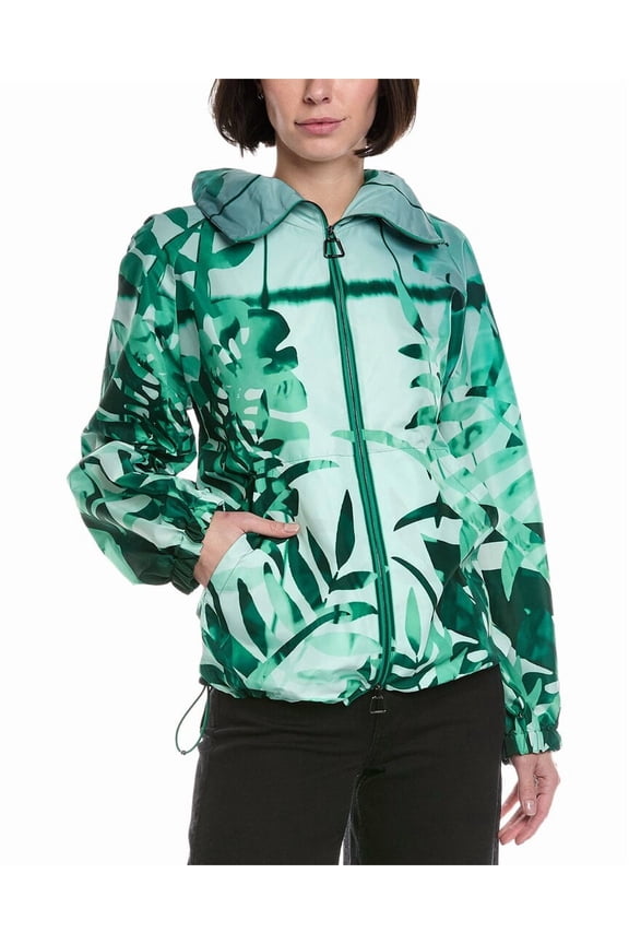 womens  Silk-Trim Jacket, 10, Green