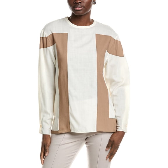 Akris womens Wool Blouse, 10, White