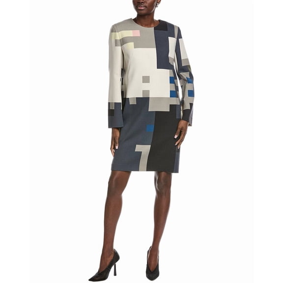 Akris womens Wool Midi Dress, 4, Beige