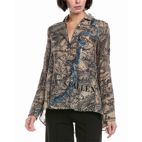 Akris womens  Wool Shirt, 4, Beige