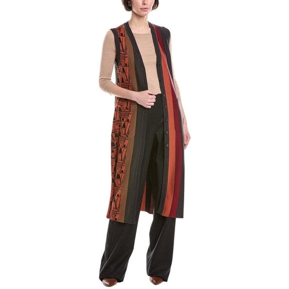Akris womens Wool & Silk-Blend Cardigan, 4, Brown