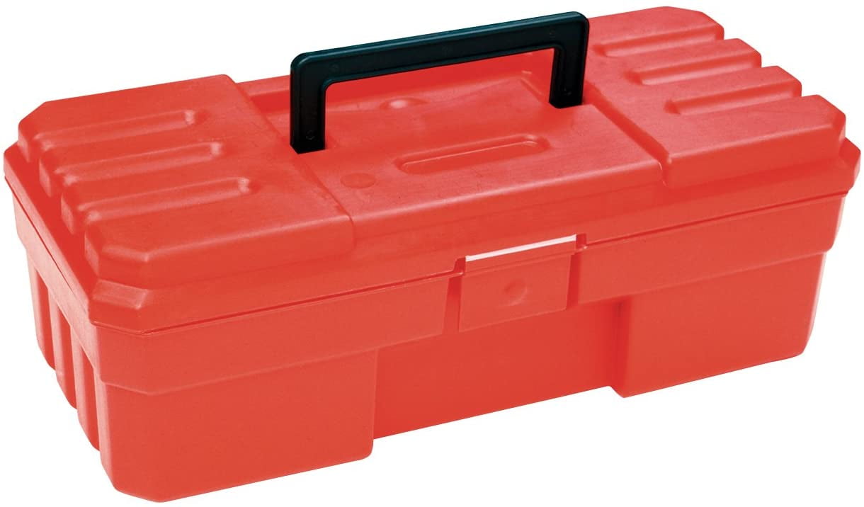 Red 12-Inch Plastic Tool Box with Black Handle