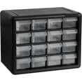thumbnail image 1 of Akro-Mils 16-Drawer Plastic Drawer Storage Cabinet for Garage Organization, Beads, Makeup Organizer, Building Bricks Storage, Teacher Toolbox, 10-1/2" W x 6-1/2" D x 8-1/2" H, 10716 Black, 1 of 3
