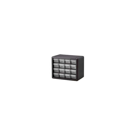 Akro-Mils 16-Drawer Plastic Drawer Storage Cabinet for Garage Organization, Beads, Makeup Organizer, Building Bricks Storage, Teacher Toolbox, 10-1/2" W x 6-1/2" D x 8-1/2" H, 10716 Black