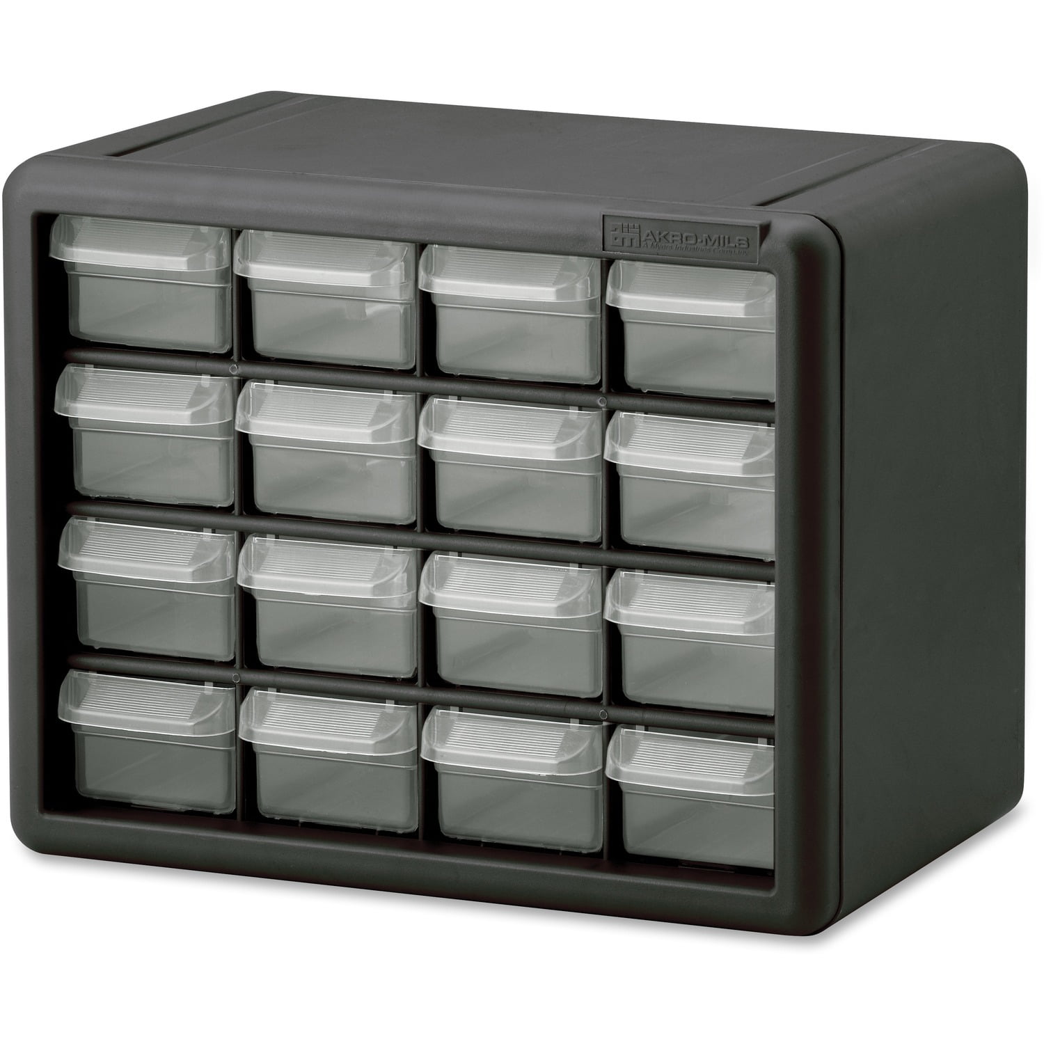 Black Plastic 16-Drawer Stackable Storage Cabinet