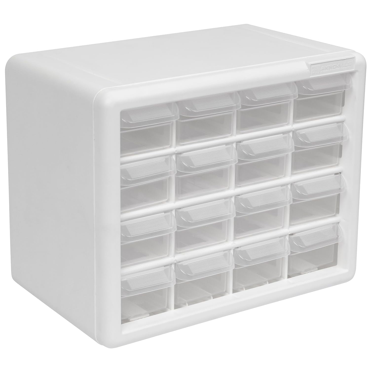 Akro-Mils 16-Drawer Plastic Drawer Storage Cabinet for Garage Organization, White