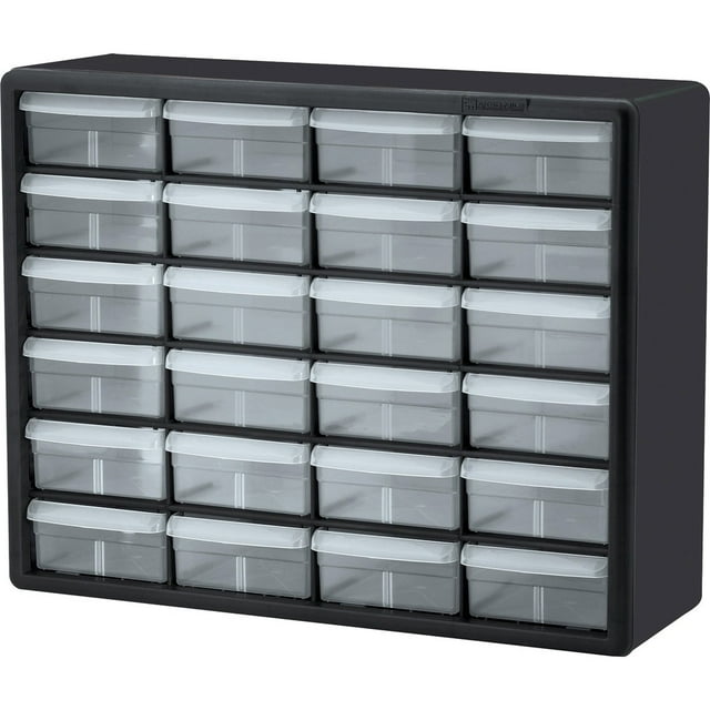 Akro-Mils 24 Drawer Plastic Cabinet Storage Organizer with Drawers for Hardware, Small Parts, Craft Supplies, Black