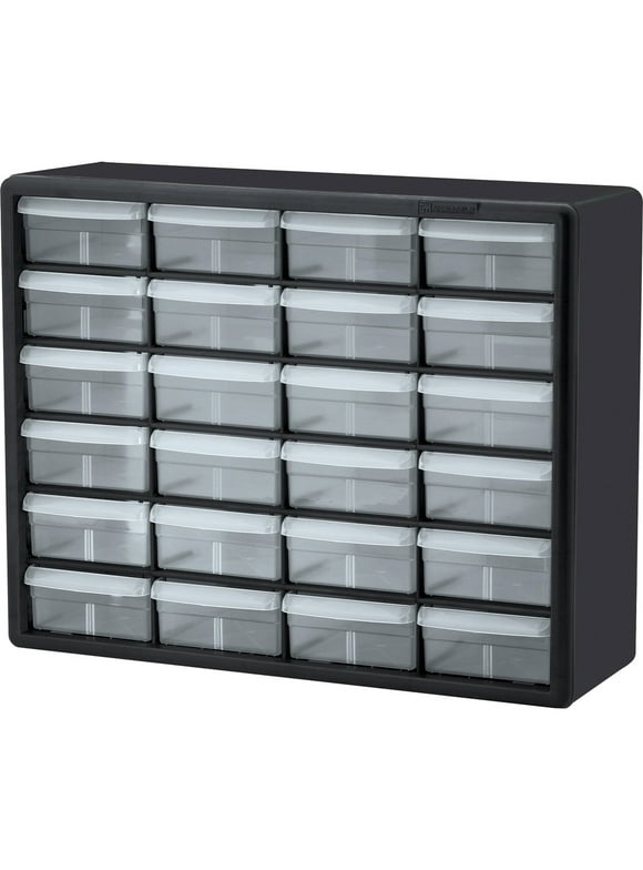 Akro-Mils 24 Drawer Plastic Cabinet Storage Organizer with Drawers for Hardware, Small Parts, Craft Supplies, Black