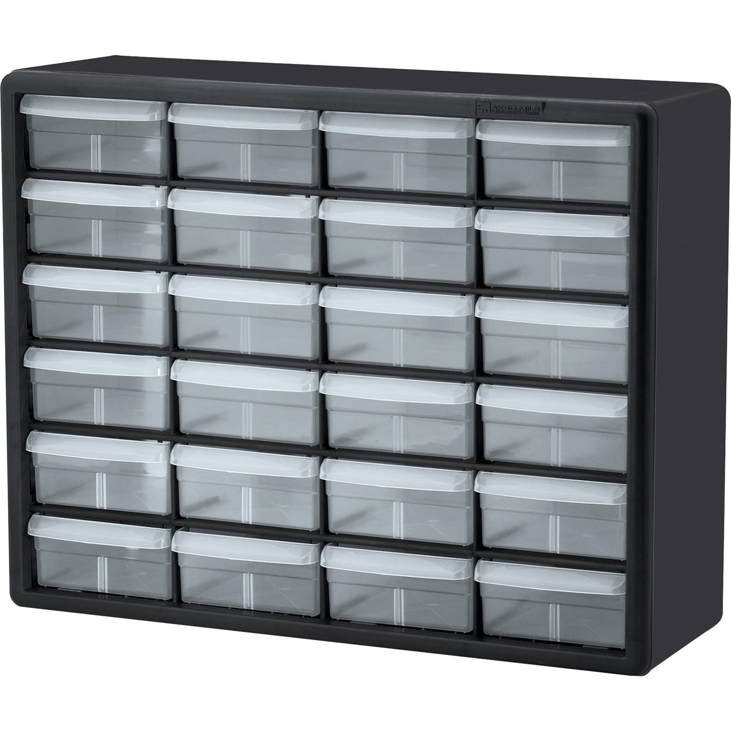 Akro Mils Stackable Small Parts Container Plastic Storage Cabinet 24 Drawer Size 6 3 8 x20 x16 BK CL 10124 Walmart