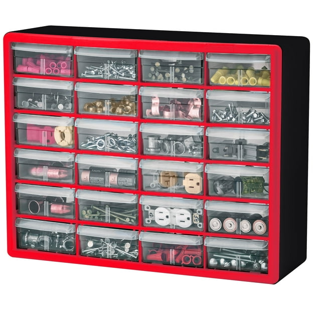 AkroMils 24 Drawer Plastic Storage Organizer with Drawers for Hardware, Small Parts