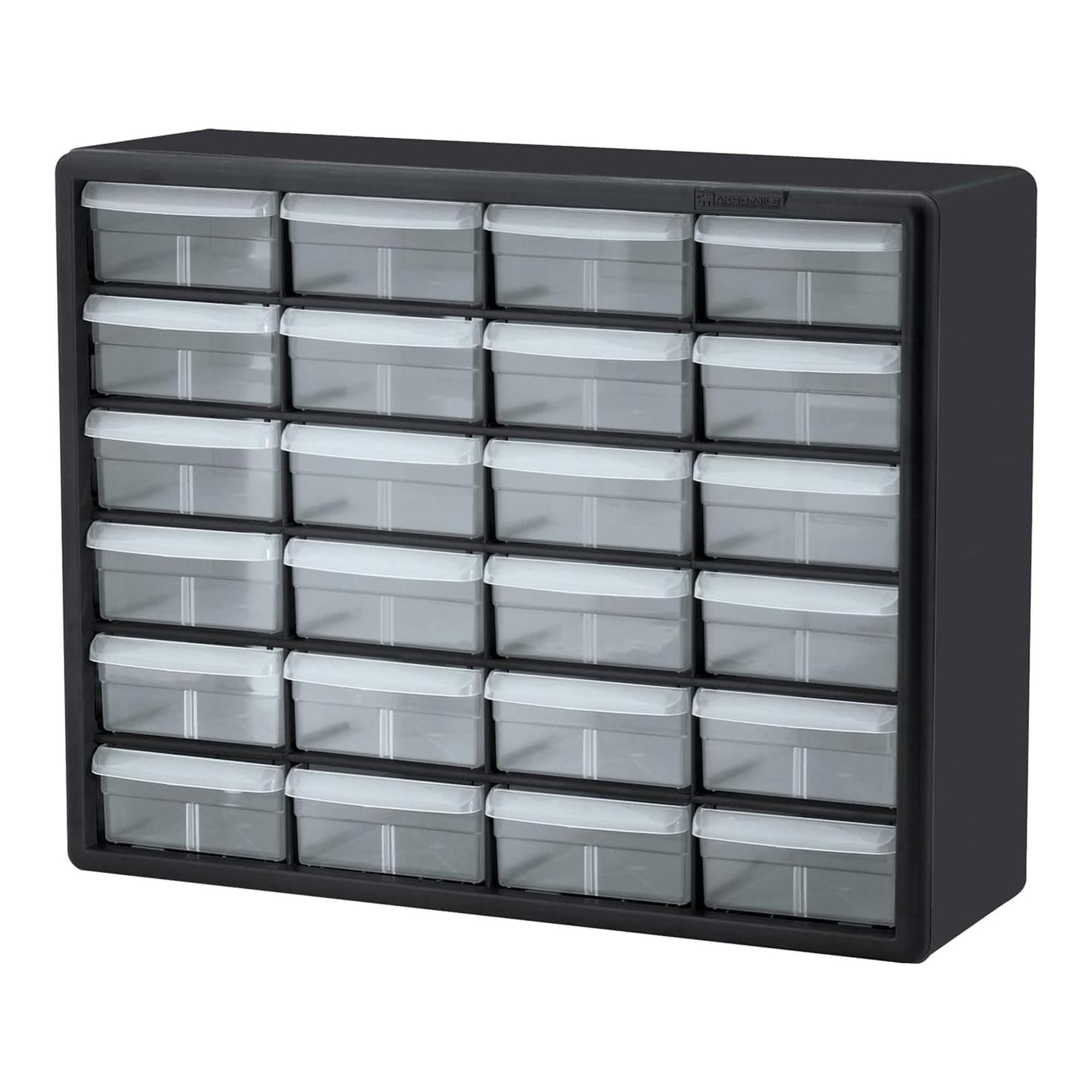 Akro-Mils 24 Drawer Plastic Storage Organizer Cabinet for Garage Use, Wall Mount, Black
