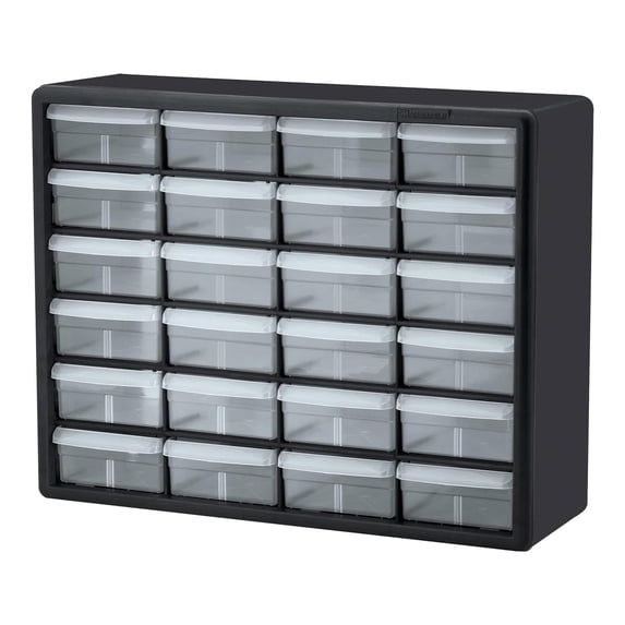 Akro-Mils 24 Drawer Plastic Storage Organizer Cabinet for Garage Use, Wall Mount, Black