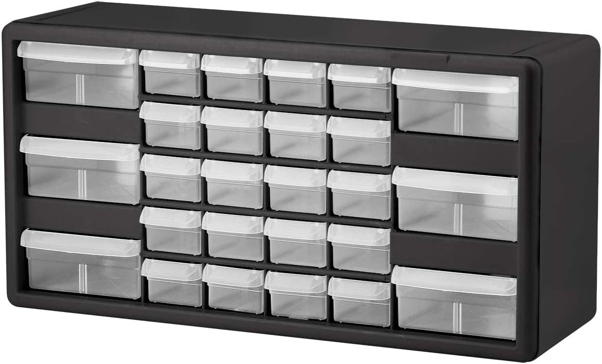 Akro-Mils 24-Drawer Plastic Storage Cabinet - 24 Drawer(s) - 15.8  Height6.4 Depth x 20 Length - Floor - Stackable, Finger Grip, Unbreakable  - Black - Plastic, Polymer - 1 Each - Thomas Business Center Inc