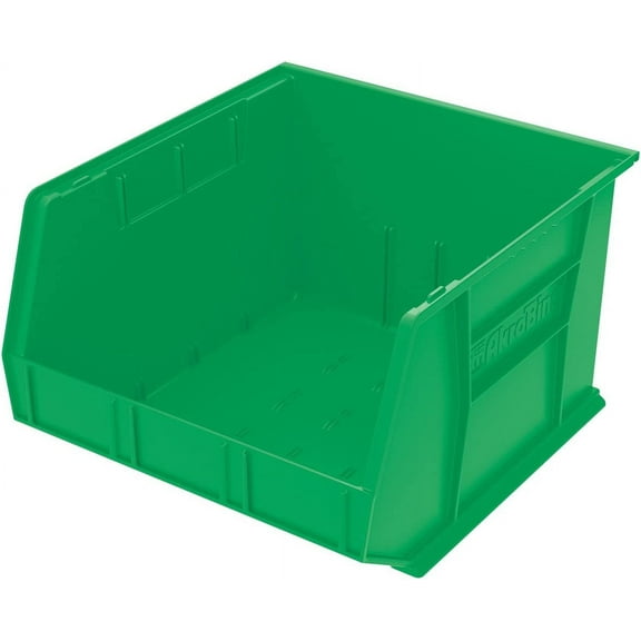 Akro-Mils 30270 AkroBins Plastic Storage Bins, Space-Saving Stackable Bins for Garage, Pantry, Craft Organization, 18-Inch x 16-Inch x 11-Inch, Green, 3-Pack