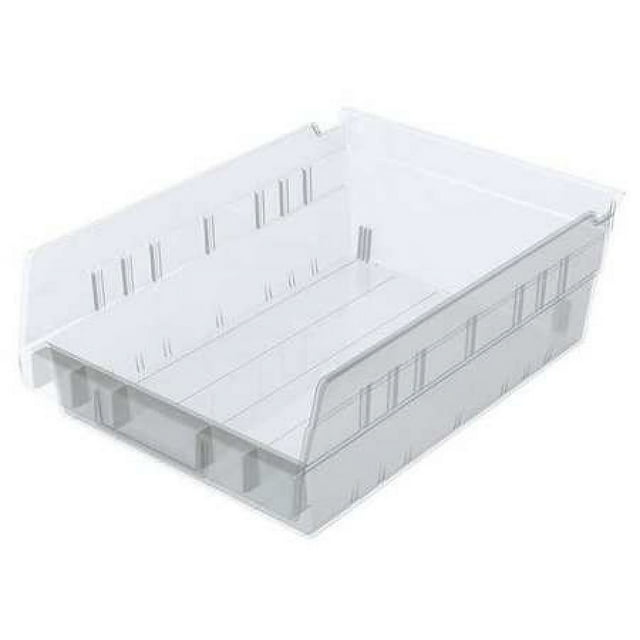 AkroMils 30150 Plastic Nesting Shelf Bin Storage Box, 12" Deep, Clear
