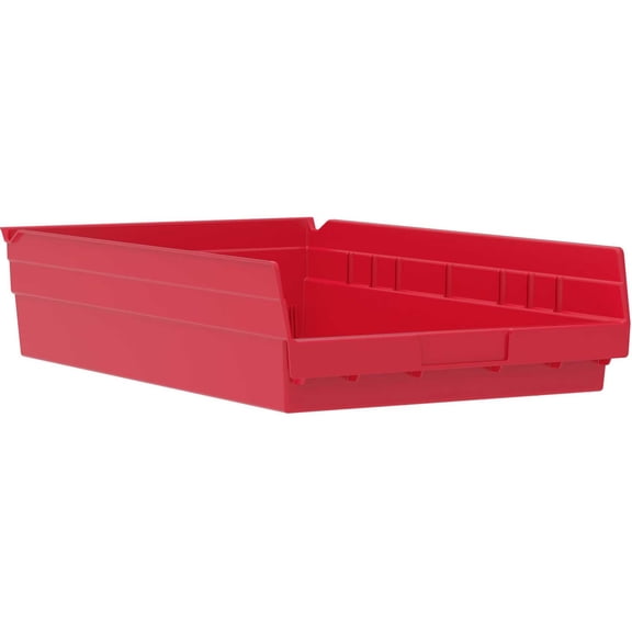 Akro-Mils Plastic Shelf Bin, 11-1/8"W x 17-5/8"D x 4"H Red, Lot of 12