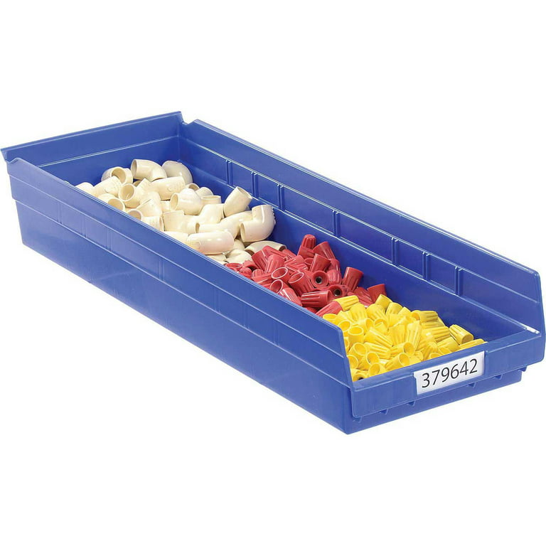 Akro-Mils 30184 Plastic Nesting Shelf Bin Storage Box, 24 Deep, Blue - Set  of 6 