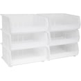 thumbnail image 1 of Akro-Mils 30250 AkroBins Plastic Storage Bins, Space-Saving Stackable Bins for Garage, Pantry, Craft Organization, 15-Inch x 16-Inch x 7-Inch, Clear, 6-Pack, 1 of 10