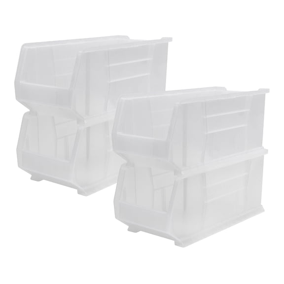 Akro-Mils 4 Pack AkroBins Plastic Storage Bins, Space-Saving Organizers, Clear