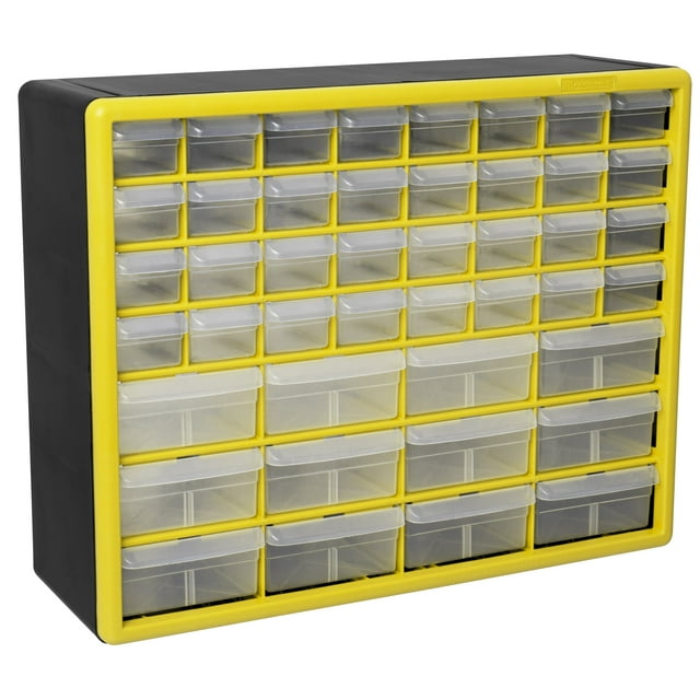 Akro-Mils 44 Drawer Plastic Cabinet Storage Organizer with Drawers for Hardware, Small Parts, Craft Supplies, Yellow