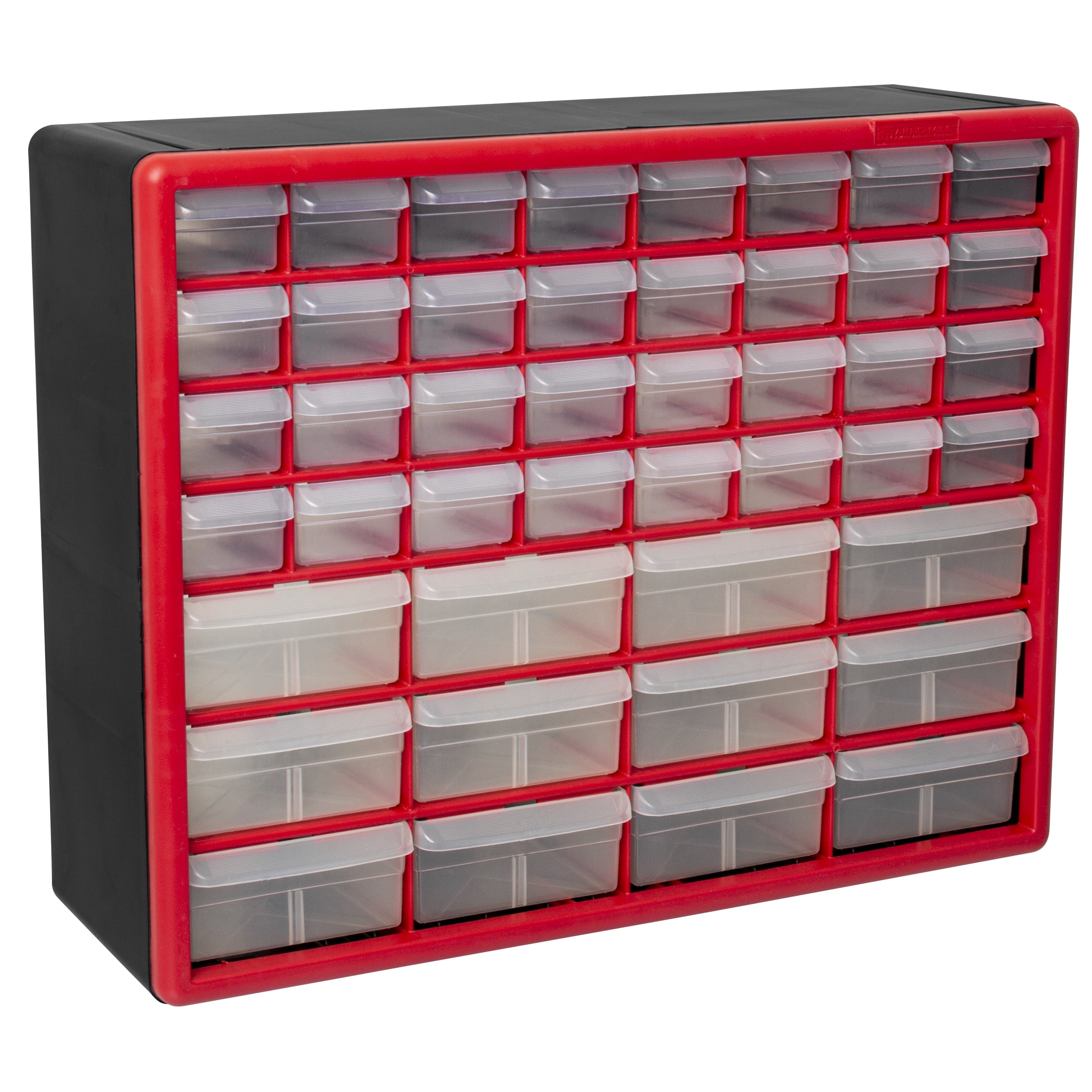 Akro-Mils 44 Drawer Plastic Storage Organizer with Drawers for Hardware,  Small Parts, Craft Supplies, Red 