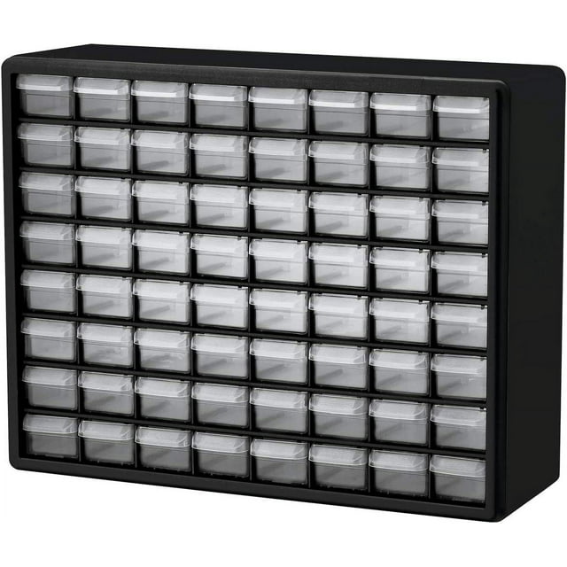 Akro-Mils 64 Drawer Plastic Cabinet Storage Organizer with Drawers for Hardware, Small Parts, Craft Supplies, Black