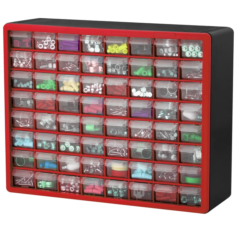 Akro-Mils, Plastic Cabinet Storage Organizer, 64 Drawer, Wall