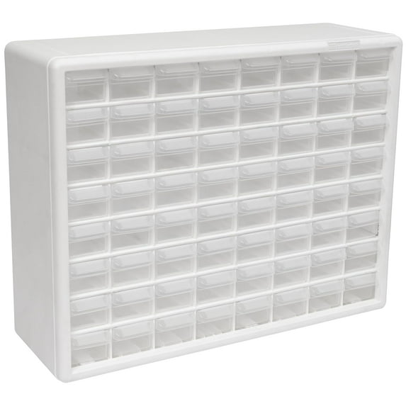Akro-Mils 64-Drawer Plastic Drawer Storage Cabinet for Garage Organization,White